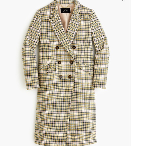 J. Crew Jackets & Blazers - J. Crew Italian Wool Double-breasted Topcoat Cream Houndstooth Midi Coat Size 6